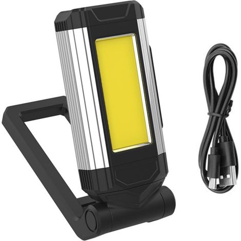 Multifunktionale, wiederaufladbare magnetische LED-Arbeitsleuchte, Baustellenbeleuchtung – Silber (1/5)