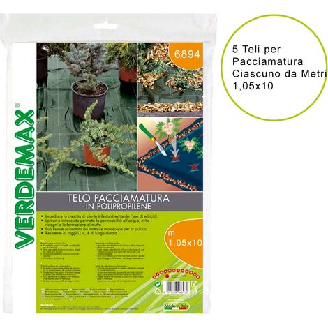 5 teli per pacciamatura in pp 100 gr/mq ciascuno metri 1,05x10 colore nero/verde