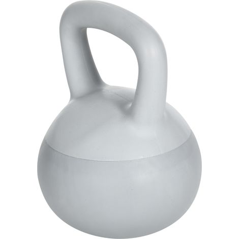 Kettlebell 4 kg en PVC et Sable Métallique pour Entraînement des Épaules et Biceps, 19 x 19 x 26 cm, Gris (1/5)