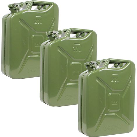 3x Metallkanister Olivgrün 20 Liter Kraftstoffkanister Benzin Diesel (1/5)