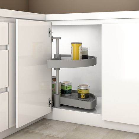 Cestello Girevole Ø75 cm per Mobile da Cucina 90 cm in Plastica Emuca Grigio