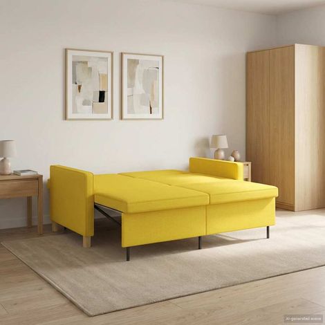 Sofá cama desplegable Amarillo Claro Tela