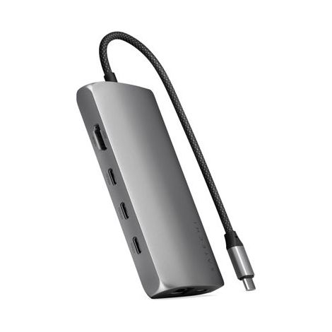 Satechi USB-C Multiport Adapter 8K - USB-C Adapter (USB-C, HDMI, 3x USB 3.2 Gen 2 10 Gbit/s, 1x USB 3.2 Gen 1 5 Gbit/s, UHS-II SD-Kartenleser, Ethernet-Anschluss) (Space Grau) (1/5)
