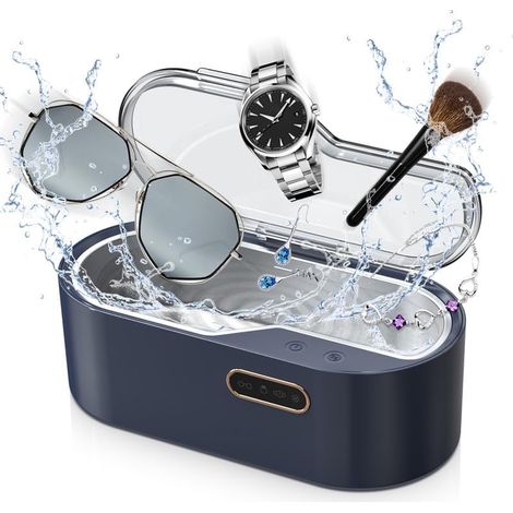 Nettoyeur à ultrasons, 450 ml, nettoyeur à ultrasons, 45 kHz, 4 modes de nettoyage de la minuterie pour lunettes, montres, boucles d'oreilles, prothèses dentaires, pièces de monnaie, bijoux, bagues