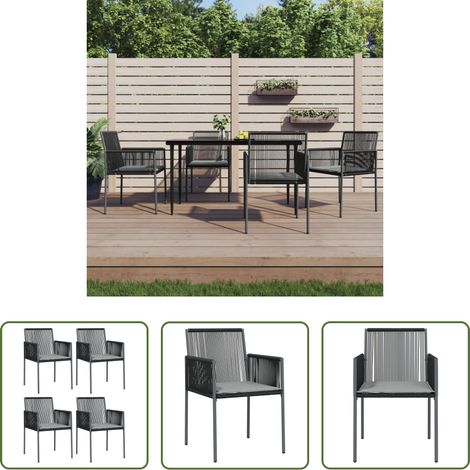 Chaise de jardin noir - Chaises de jardin et coussins lot de 4 noir 54x60,5x83,5 cm (1/5)