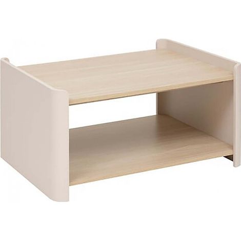 Table basse rectangulaire avec étagère inférieure, Coloris chêne/ivoire - Longueur 80 x Profondeur 60 x Hauteur 40 cm (1/5)
