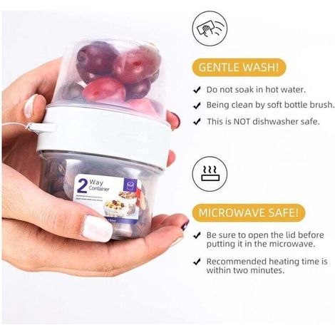 Pot à yaourt à emporter 150 ml + 150 ml, tasse à céréales avec cuillère pliable, capsule à collation, pot à sauce, pot à vinaigrette, noix, nourriture pour bébé (1/4)
