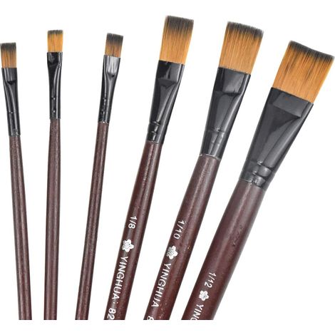 Lot de 6 peintures acryliques en nylon - Peinture à l'huile - Aquarelle - Large pinceau plat - Kit pour les débutants, les enfants et les amateurs de peinture (1/5)