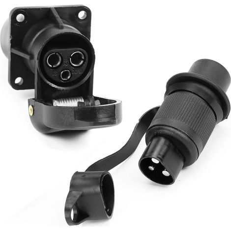 Prise 3 Broches Tracteur et Fiche 3Broches Tracteur 12v 24v,Prise Attelage 3 Broches Male Femelle Etanche pour Agricole Véhicule,Fiche 3Broches Porte-Vélo Remorque RV (Fiche et Prise M1S41) (1/5)