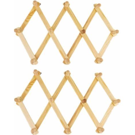 Crochet de porte-manteau en bois, crochet mural accordéon extensible, porte-manteau mural pliant en bois pour chapeaux, ceintures, parapluies (1/5)