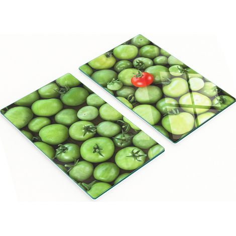Elegantes y resistentes pizarras de vidrio con estampado de tomate maduro, 2x30x52 cm.