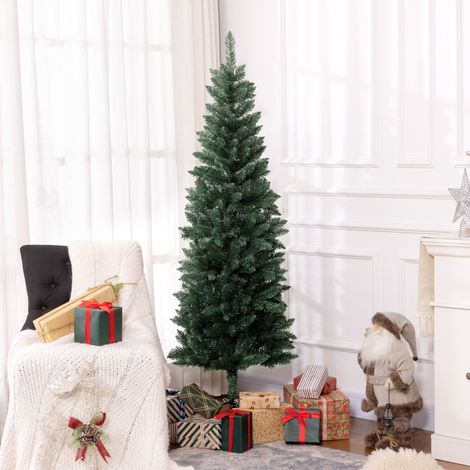 Árbol de Navidad Tipo Lápiz 183 cm con Base Plegable y 479 Ramas para Dormitorio Oficina Verde (1/5)