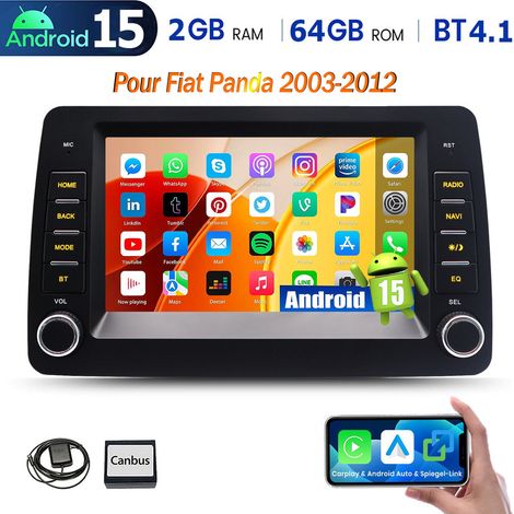 Autoradio Android 15 pour Fiat Panda 2003-2012 avec Apple CarPlay, navigation et Bluetooth 4.1 - 2+64G (1/5)