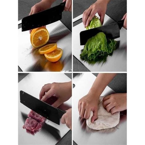 Yamato - Planche à découper inox 304 double-face 39 x 27,9 cm, surface brossée (1/4)