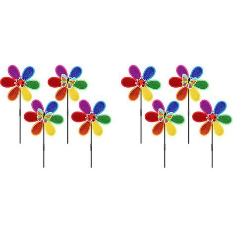 8 Pièces Moulinets pour Jardin, Moulin à Vent de Jardin Arc-en-Ciel à Fleurs Colorées, Moulins à Vent de Jardin Moulins à Vent de Pelouse (1/4)