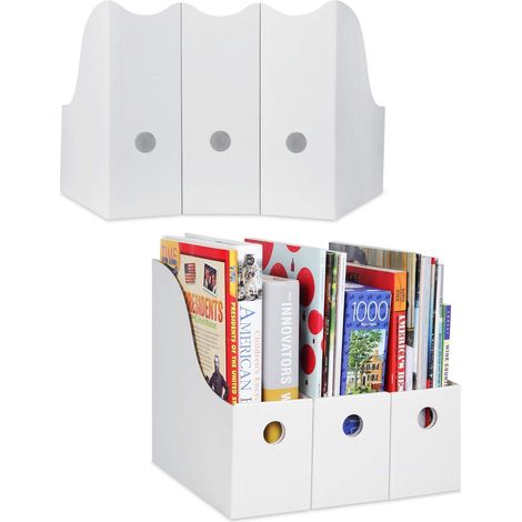 Porte-revues blanc (lot de 2), porte-revues en carton robuste, boîte à livres en carton, organiseur de magazines, boîte de rangement pour magazines, peut également servir d'organiseur de dossiers blan (1/5)