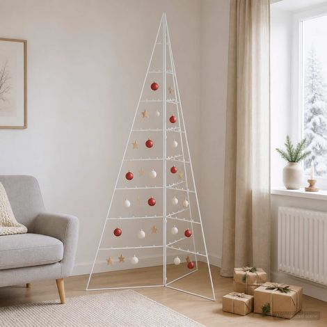vidaXL Árbol de Navidad de metal KUOPIO 180 cm Acero Blanco (1/5)