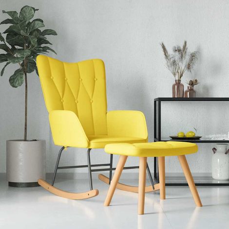 Schaukelsessel mit Hocker Senfgelb Stoff (1/5)
