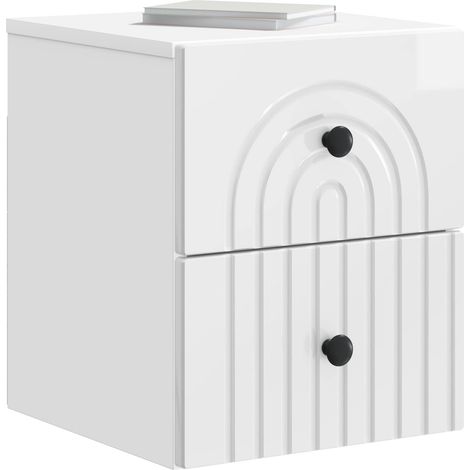 Maison Exclusive - Mobiletto da notte a muro Bianco Lucido 33 x 34,5 x 40 cm