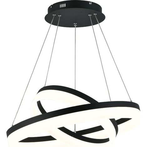 Suspension LED Cornelia Reality 60W, double anneaux noirs (1/2)