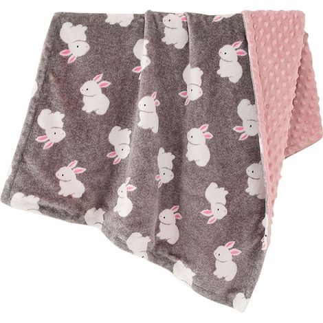 Couverture bébé polaire douce et chaude, légère et portable, idéale pour toutes saisons, motif lapin gris, respectueuse de la peau. (1/5)
