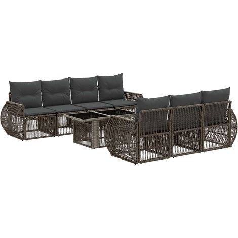 Conjunto de sofás de jardín 8 uds. Gris y Gris Oscuro vidaXL (1/5)