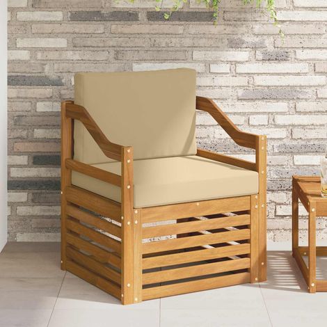Outdoor-Sofagarnitur Massives Akazienholz und Polyester Natur