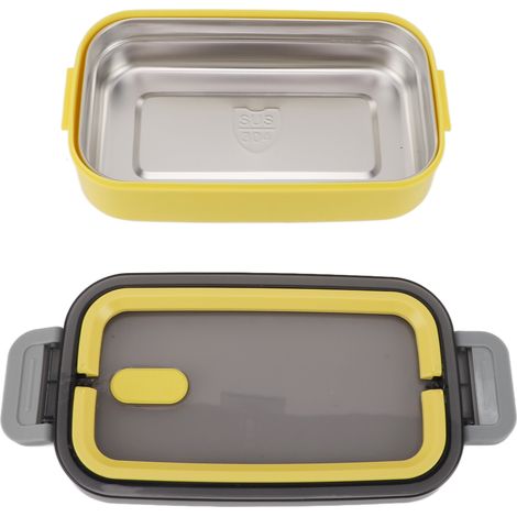 Boîte à lunch isotherme en acier inoxydable 304, étanche, jaune, idéale pour les élèves, l'école et le bureau. (1/5)