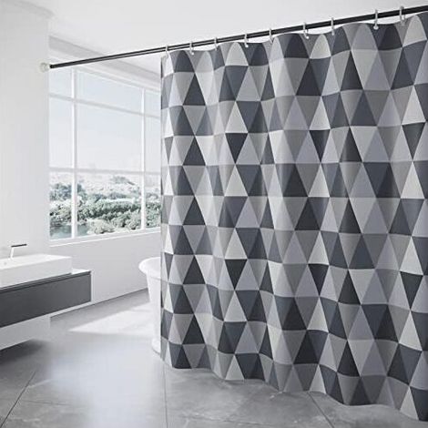 Shower Curtain, 180x200 cm Shower Curtain, Machine Washable Polyester Shower Curtains with Weighted Bottom Hem and 12 Hooks, Bathtub Curtain for Bathroom, Triangle Pattern