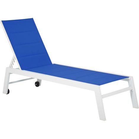 Tumbona BARBADOS en textileno azul estructura de aluminio blanco