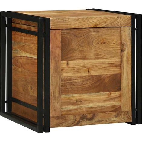 Storage Box Brown and black 50 x 50 x 50 cm Solid Acacia wood vidaXL
