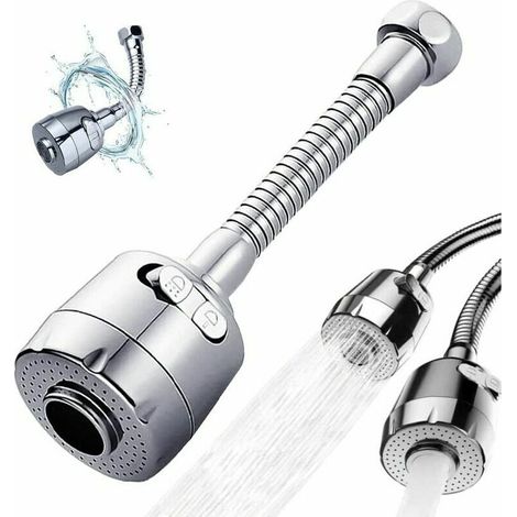 Faucet aerator, kitchen faucet extension, faucet aerator, swivel spray head extension, aerator, 360° rotating faucet extension, foam and rain mode, 17 cm (1/5)