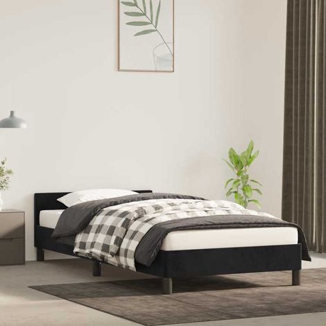 Cama con cabecero sin colchón terciopelo negro 80x200 cm