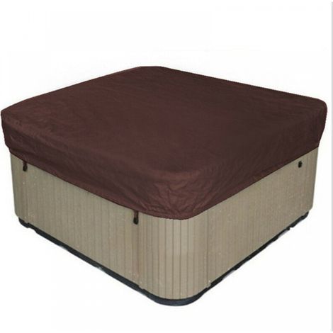 Quadratische Whirlpoolabdeckung aus 210-Denier-Polyester, staub- und UV-beständig, wasserdicht, mit Aufbewahrungstasche, braun, 207 x 207 x 30 cm