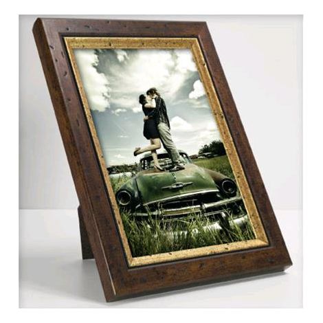 Cornice Portafoto COLBERT 25 mm con Cravatta 13x18 cm Arte Povera Legno Noce/Oro