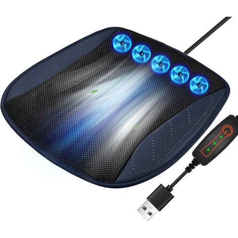 Coussin de siège ventilé AUDeals avec port USB, respirant et aéré, idéal pour l'été et adapté à tous les sièges de voiture, chaises de maison et de bureau... (1/5)
