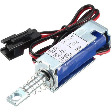sourcing map Pêne électromagnétique à tirer DC 12V 2A pour serrure de porte d'armoire, course 5 mm (1/5)