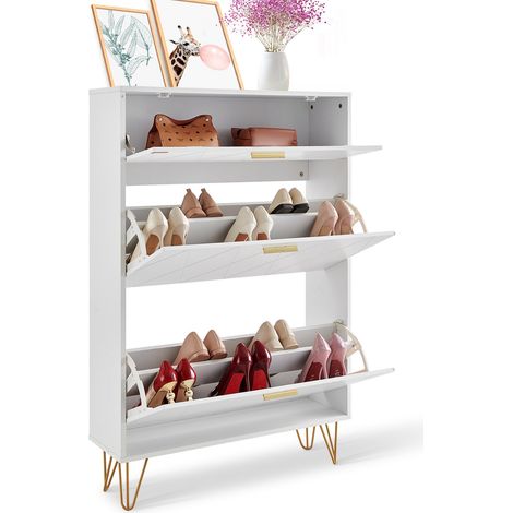 Meuble de Rangement à Chaussures avec 3 Abattants Armoire à Chaussures Grande Capacité en Panneau Aggloméré Range-Chaussures pour Talons Bottes Meuble d'Entrée Couloir et Salon 80x24x120 cm (1/5)