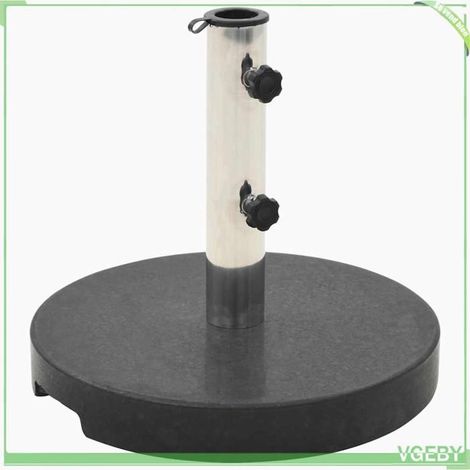 Socle de parasol - FAFEICY - 45068 - Granit 20 kg - Rond Ø40 cm - Tube inox avec adaptateur 38/48 mm (1/5)
