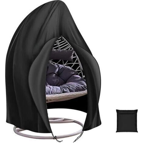 230x200 cm Housse de Chaise Suspendue de Protection pour Œufs Housse de Chaise de Jardin Imperméable Robuste Tissu Oxford 210D Noir