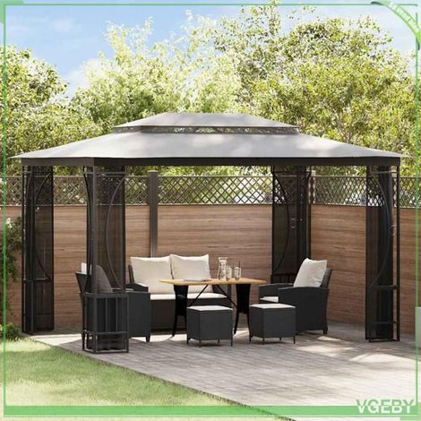 Tonnelle - FAFEICY - 48598 - 300x400x265 cm - Anthracite - Moustiquaire intégrée (1/5)