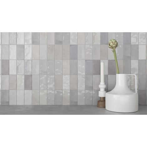 Carrelage mural faïence effet zellige FEZ 12,5x6,2cm - 12,5x6,2 cm Grey - Brillant / Poli - boîte de 0.48 m2 - Gioia Materia (1/4)