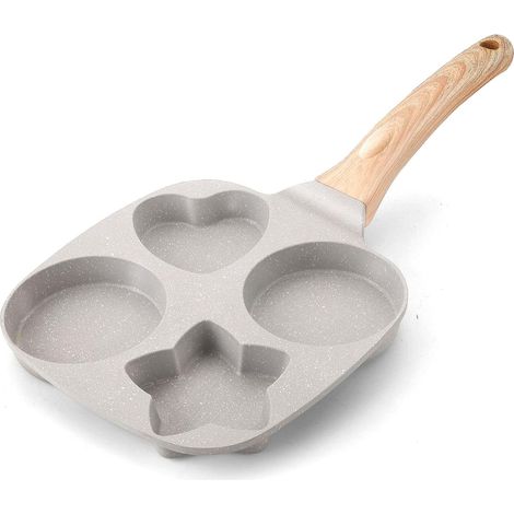 Poêle à œufs antiadhésive à trois motifs, en aluminium, compatible avec les plaques à induction et les cuisinières à gaz, grise. (1/5)