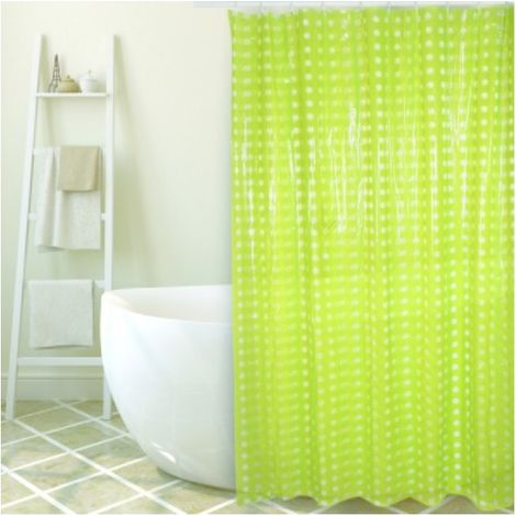 Cortina de ducha de PVC 180x200cm Verde - Anillas incluidas MSV