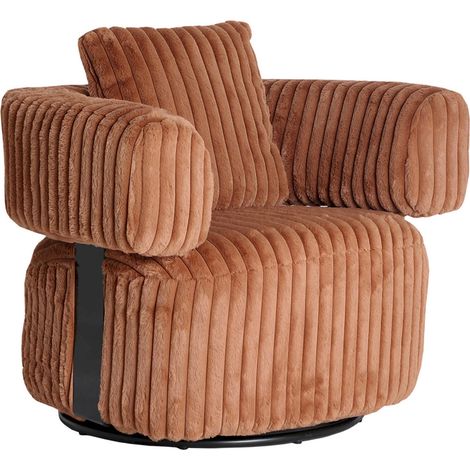 Fauteuil pivotant contemporain terracotta en polyester et fer noir - Terracotta chaleureux et noir profond (1/5)