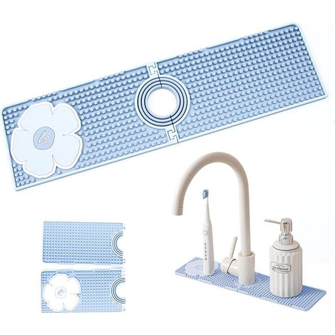 Tapis Robinet Silicone, Tapis Evier Anti Eclaboussure Cuisine, Tapis Egouttoir, Protection du Robinet & Tapis d'éGouttage pour ProtéGer Plans de Travail Salle Bain et Cuisine, 10 38 0.8cm (1/5)