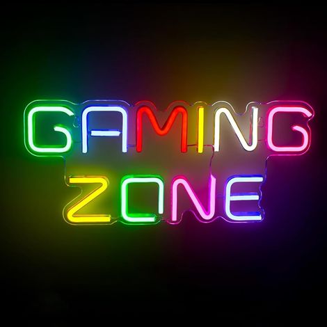 Enseigne néon « Gaming Zone », enseigne de jeu colorée, lettres LED « Gaming », lumière néon alimentée par USB, décoration pour salle de jeu ou chambre à coucher (1/5)