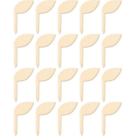 20 Pièces Étiquettes Plantes Étiquette Bamboo Garden Marquage Plantes Étiquette Marquage Forme Fleur Bambou Étiquette Marquage Ecologique Plantes Étiquettes Plantes Bamboo pour Jardin (feuilles) (1/5)