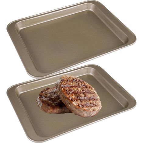 2Pcs Plaques à Pâtisserie en Acier au Carbone, Or Plaque de Cuisson Four (1/5)