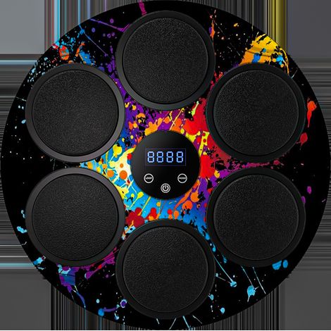 Machine de boxe musicale intelligente, cible murale à 6 zones de frappe avec compteur numérique LED, entraîneur de boxe rythmique Bluetooth, installation sans perçage, pour adultes et enfants (fitness